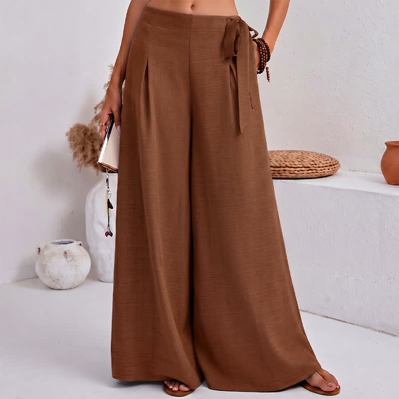 Pantalon large pour femme, style rétro décontracté, à cordon de serrage et poches, motif Buddha Stones, idéal pour le printemps. - DarkGoldenrod - US14，UK/AU18，EU46 (2XL) - image 12