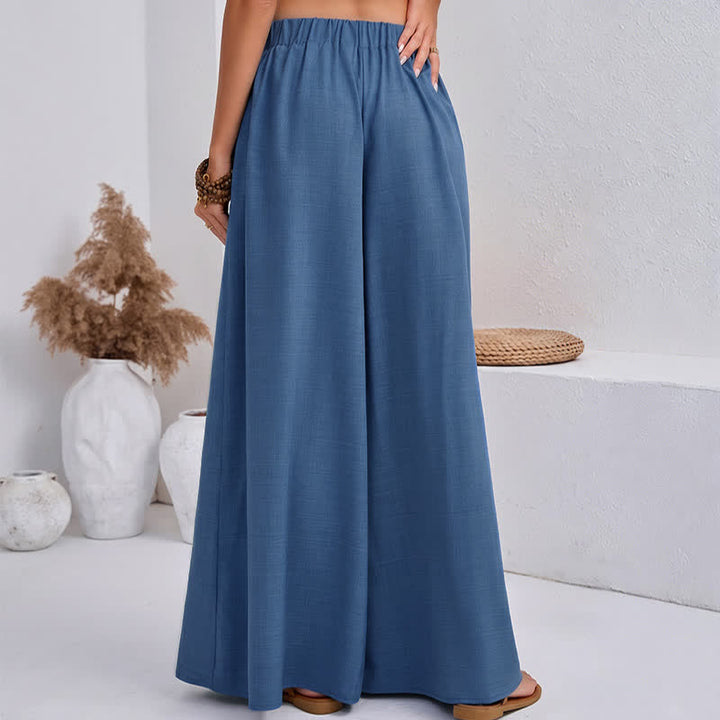 Buddha Stones Pantalon large à cordon de serrage et poches, style rétro décontracté printanier, pour femme - image 8