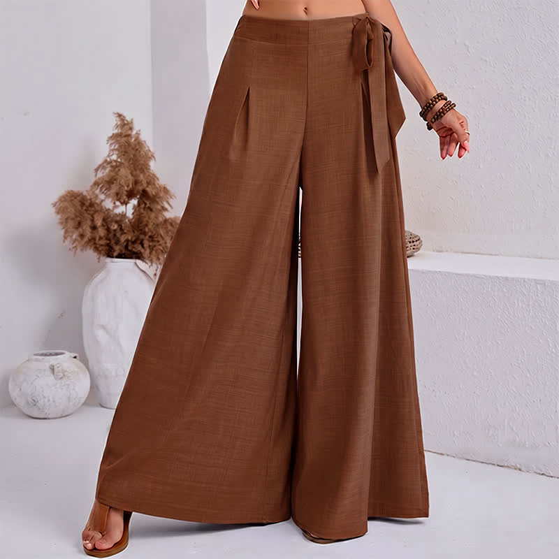 Buddha Stones Pantalon large à cordon de serrage et poches, style rétro décontracté printanier, pour femme - DarkGoldenrod - US14，UK/AU18，EU46 (2XL) - image 12