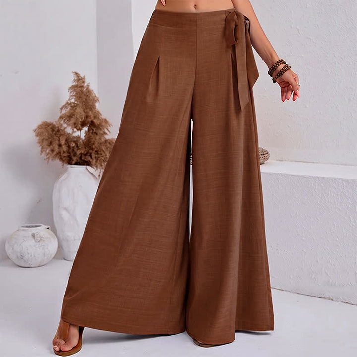 Buddha Stones Pantalon large à cordon de serrage et poches, style rétro décontracté printanier, pour femme - DarkGoldenrod - US14，UK/AU18，EU46 (2XL) - image 12