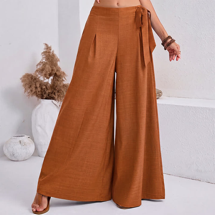 Buddha Stones Pantalon large à cordon de serrage et poches, style rétro décontracté printanier, pour femme - Orange - US14，UK/AU18，EU46 (2XL) - image 14