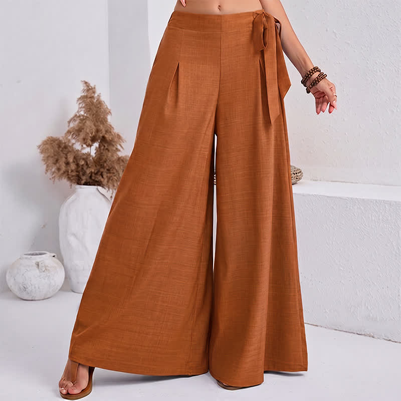 Buddha Stones Pantalon large à cordon de serrage et poches, style rétro décontracté printanier, pour femme - Orange - US14，UK/AU18，EU46 (2XL) - image 14