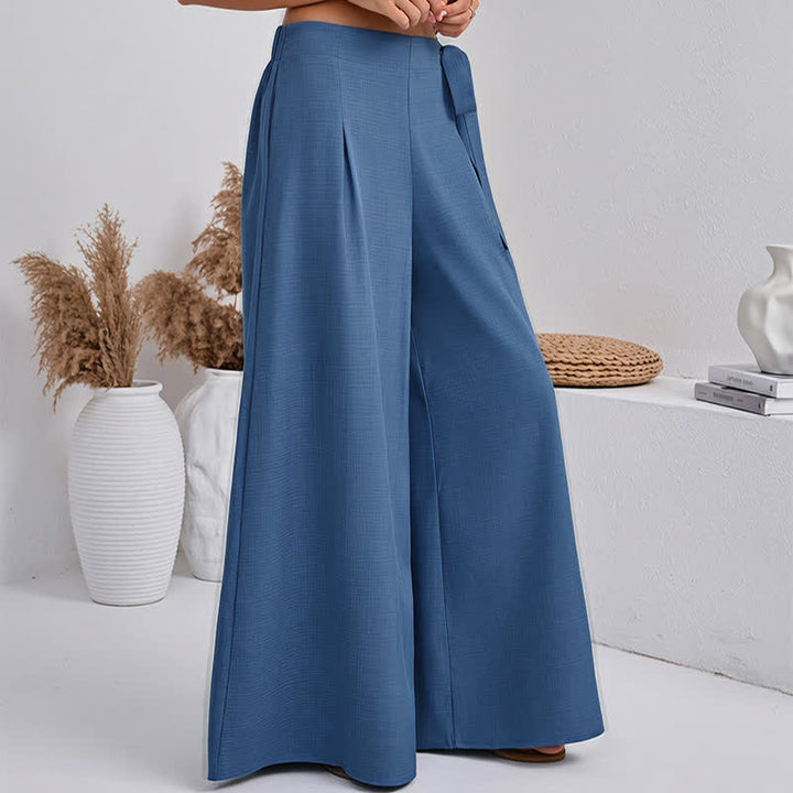Buddha Stones Pantalon large à cordon de serrage et poches, style rétro décontracté printanier, pour femme - image 6