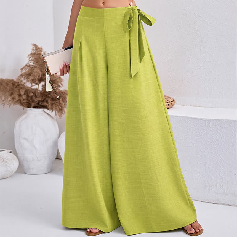 Pantalon large pour femme, style rétro décontracté, à cordon de serrage et poches, motif Buddha Stones, idéal pour le printemps. - VertJaune - US14，UK/AU18，EU46 (2XL) - image 10