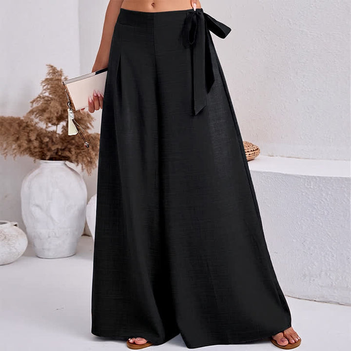 Buddha Stones Pantalon large à cordon de serrage et poches, style rétro décontracté printanier, pour femme - image 2