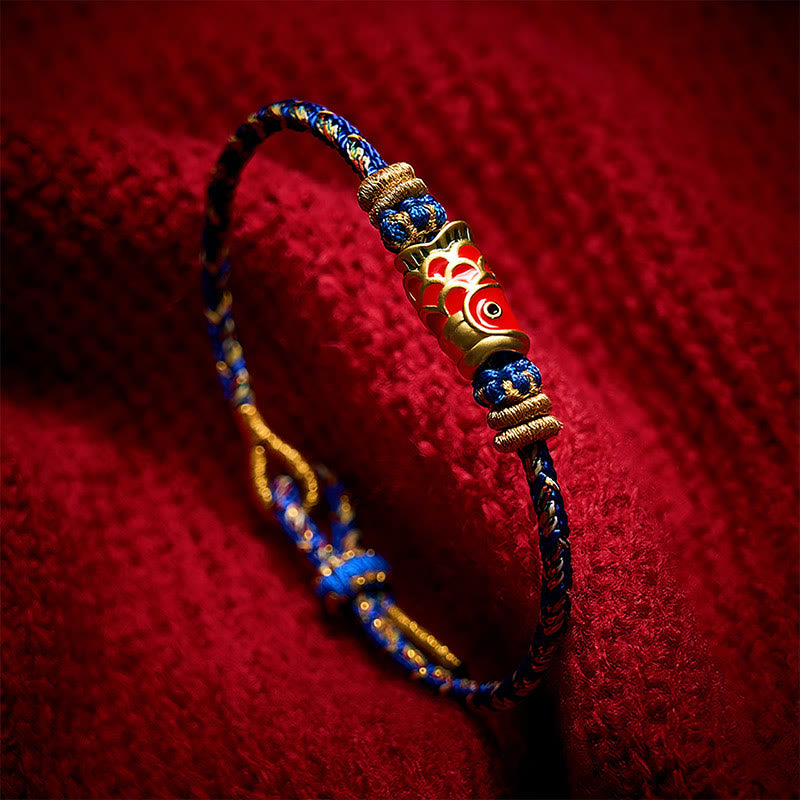 Buddha Stones Bracelet porte-bonheur en corde tressée à la main avec motif de carpes koï - image 17