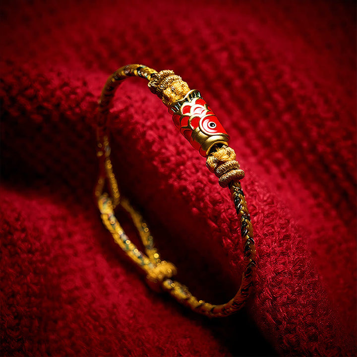 Buddha Stones Bracelet porte-bonheur en corde tressée à la main avec motif de carpes koï - image 20