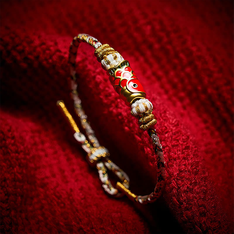 Buddha Stones Bracelet porte-bonheur en corde tressée à la main avec motif de carpes koï - image 23
