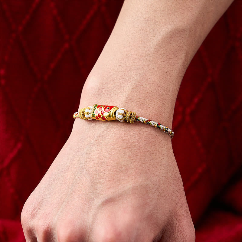 Buddha Stones Bracelet porte-bonheur en corde tressée à la main avec motif de carpes koï - image 24