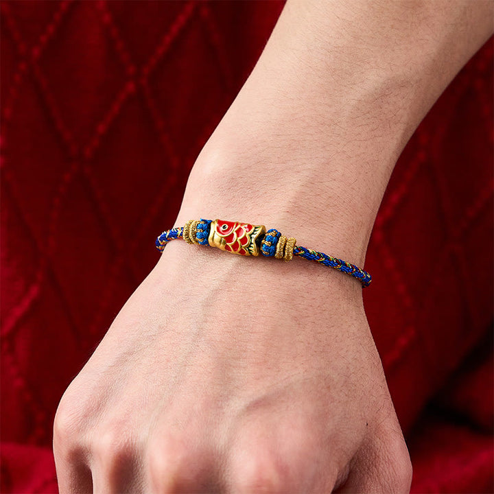 Buddha Stones Bracelet porte-bonheur en corde tressée à la main avec motif de carpes koï - image 18