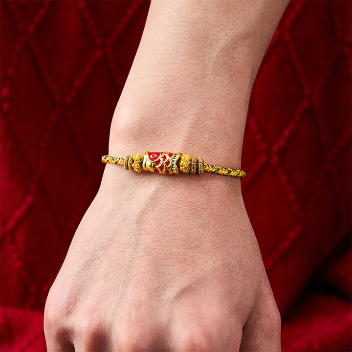 Buddha Stones Bracelet porte-bonheur en corde tressée à la main avec motif de carpes koï - image 21
