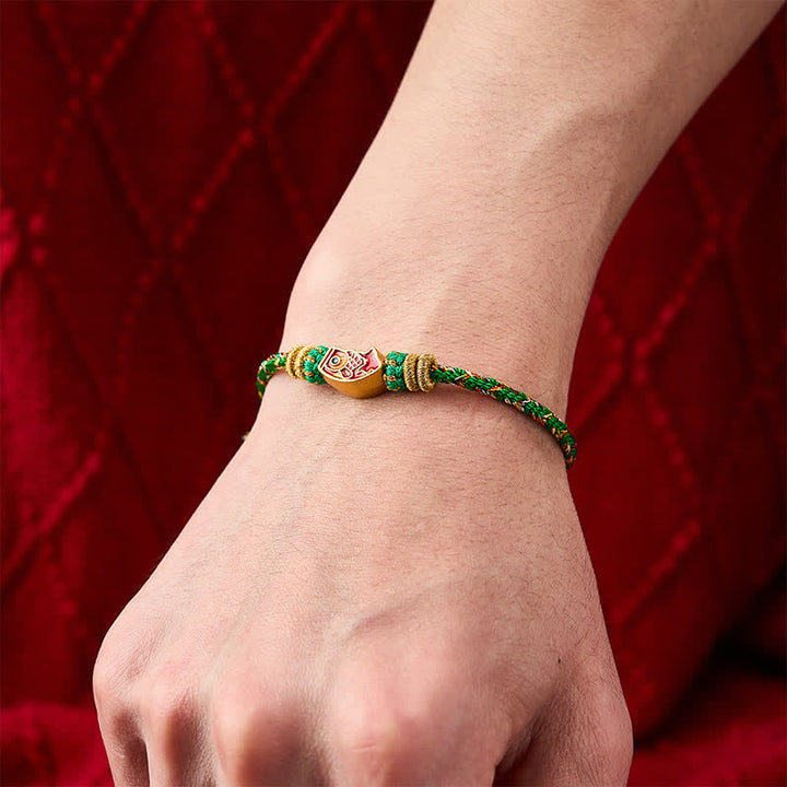Buddha Stones Bracelet en corde tressée à la main avec motif de carpes koï, résistant et résistant. - image 4