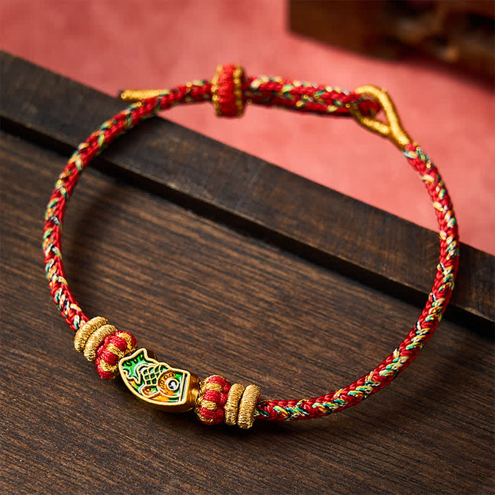 Buddha Stones Bracelet en corde tressée à la main avec motif de carpes koï, résistant et résistant. - image 11