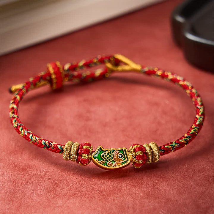 Buddha Stones Bracelet en corde tressée à la main avec motif de carpes koï, résistant et résistant. - image 12