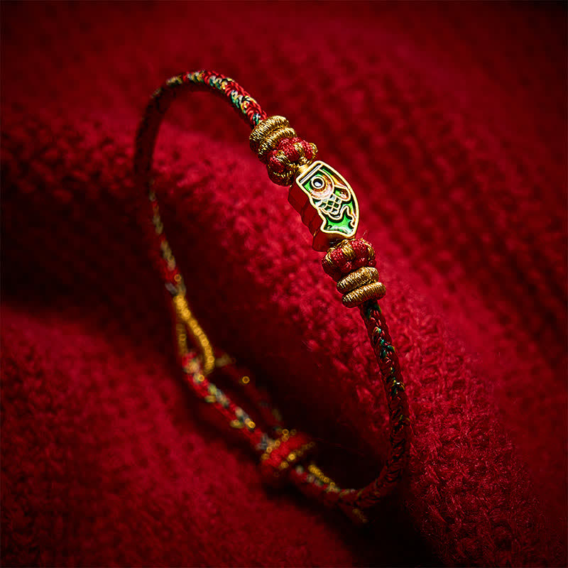 Buddha Stones Bracelet en corde tressée à la main avec motif de carpes koï, résistant et résistant. - image 13