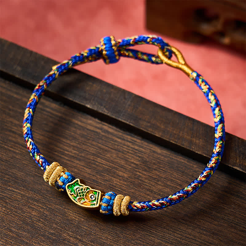 Buddha Stones Bracelet en corde tressée à la main avec motif de carpes koï, résistant et résistant. - image 16