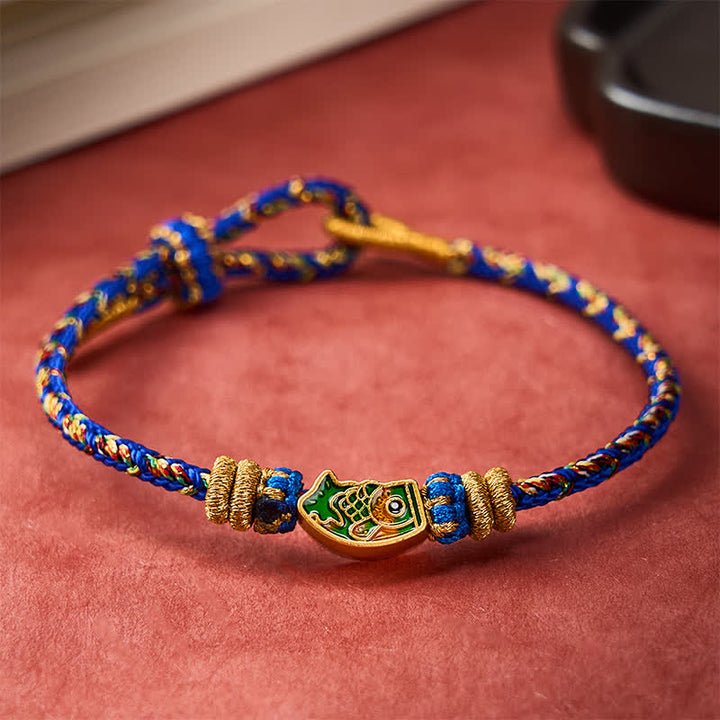 Buddha Stones Bracelet en corde tressée à la main avec motif de carpes koï, résistant et résistant. - image 17