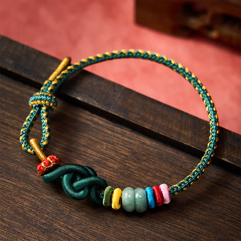 Buddha Stones Bracelet porte-bonheur en jade tressé à la main selon la technique chinoise du nœud - image 15
