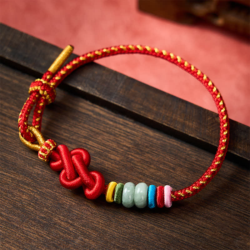 Buddha Stones Bracelet porte-bonheur en jade tressé à la main selon la technique chinoise du nœud - image 1