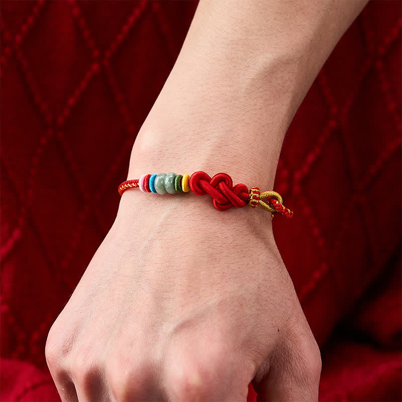 Buddha Stones Bracelet porte-bonheur en jade tressé à la main selon la technique chinoise du nœud - image 4