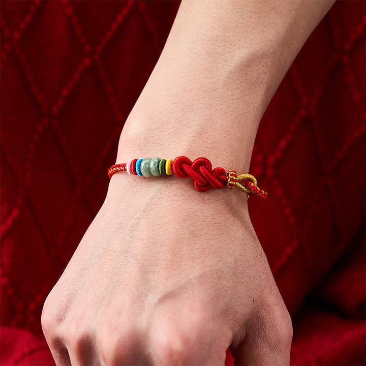 Buddha Stones Bracelet porte-bonheur en jade tressé à la main selon la technique chinoise du nœud - image 4