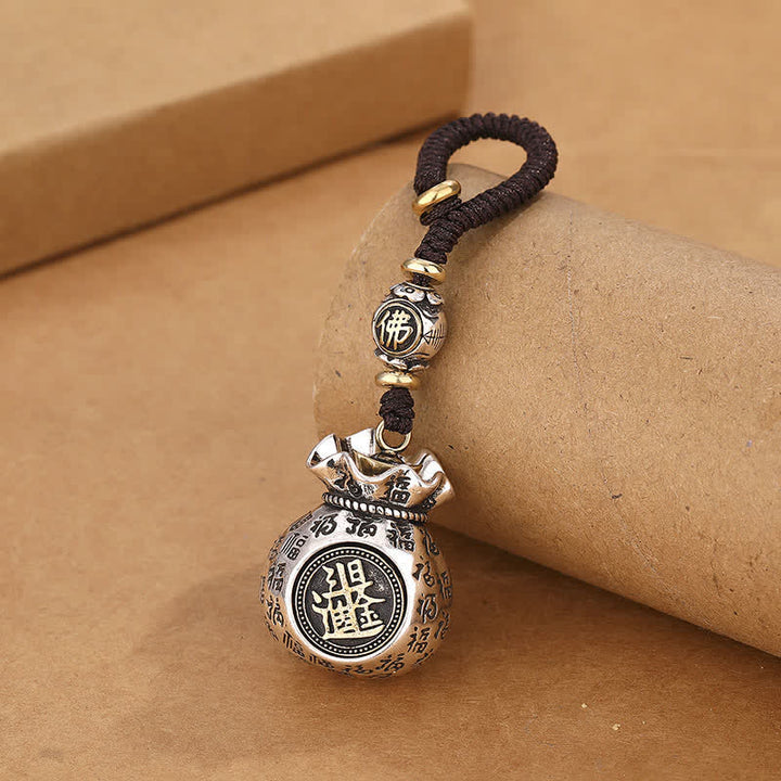 Buddha Stones Porte-clés porte-clés en cuivre Fu Character Moneybag Blessing - Personnage Fu (Chance ♥ Bénédiction) - image 0