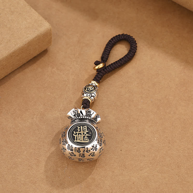 Buddha Stones Porte-clés porte-clés en cuivre Fu Character Moneybag Blessing - image 2
