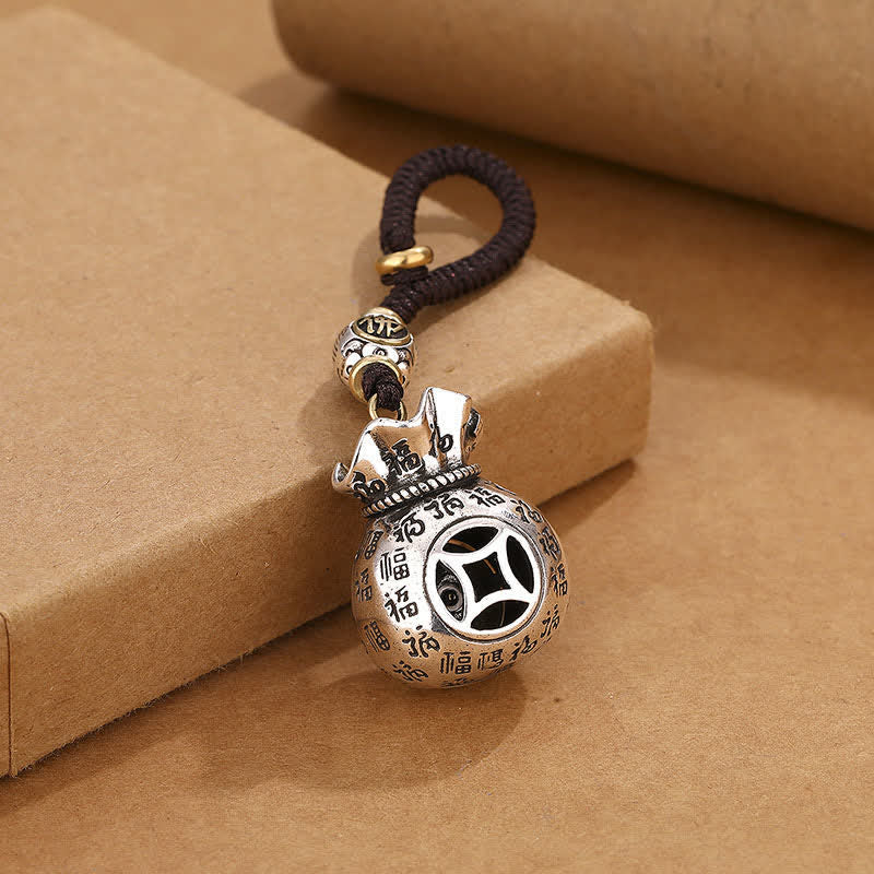 Buddha Stones Porte-clés porte-clés en cuivre Fu Character Moneybag Blessing - image 3