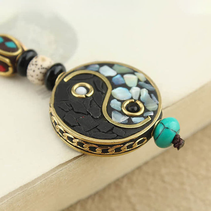 Buddha Stones Porte-clés pendentifs harmonie en bois de wengé Yin Yang - image 4