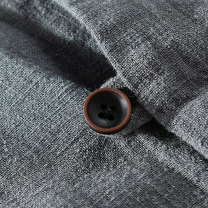 Buddha Stones Chemises à manches longues pour homme, col mandarin, en ramie unie, style décontracté printanier, avec poche - image 19