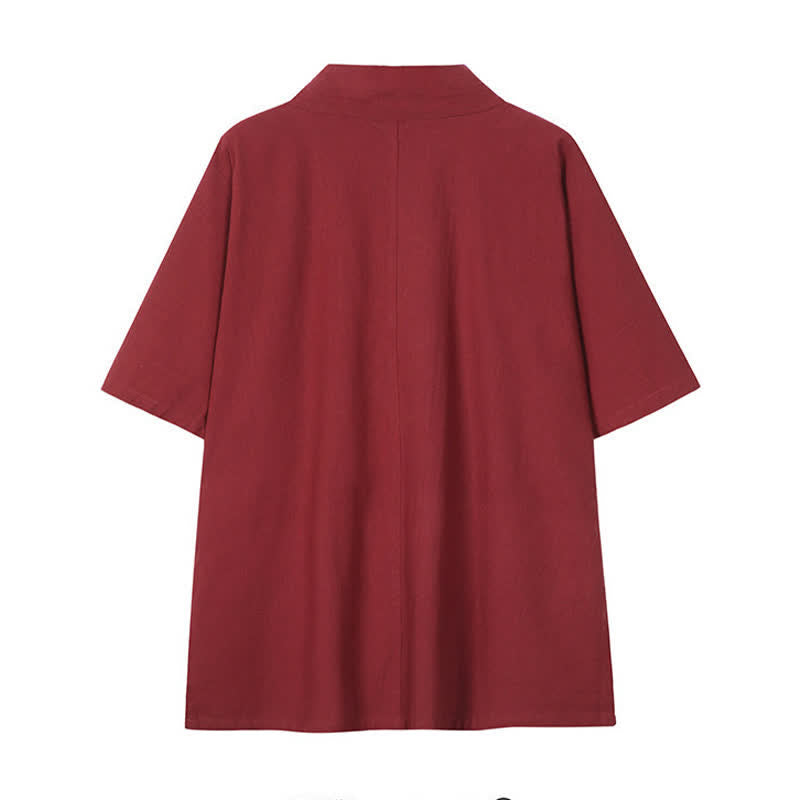 Buddha Stones Kimono minimaliste printemps-été à cordon de serrage, en coton et lin unis, pour homme - image 1