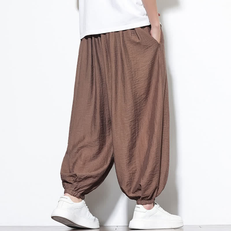 Buddha Stones Pantalon sarouel d'été bohème décontracté à cordon de serrage, uni, court, avec poches - image 21