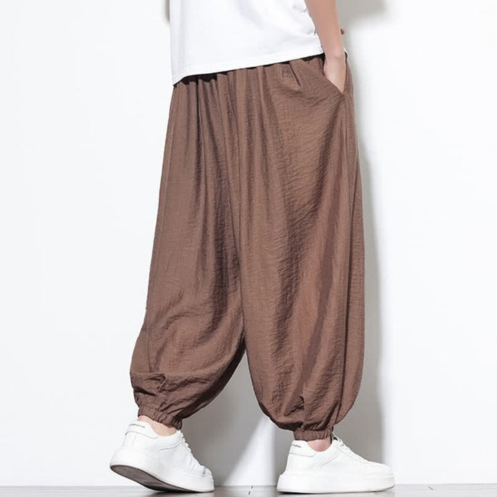Buddha Stones Pantalon sarouel d'été bohème décontracté à cordon de serrage, uni, court, avec poches - image 21