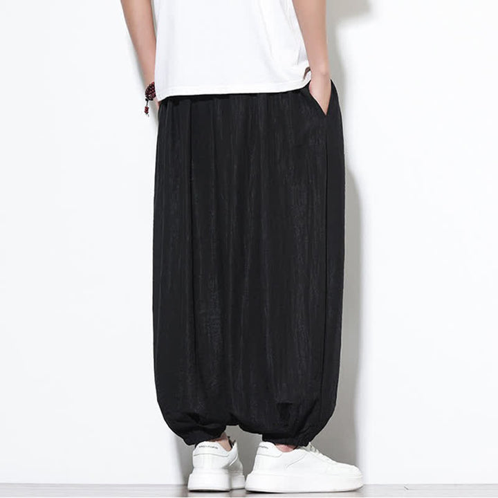 Buddha Stones Pantalon sarouel d'été bohème décontracté à cordon de serrage, uni, court, avec poches - image 13