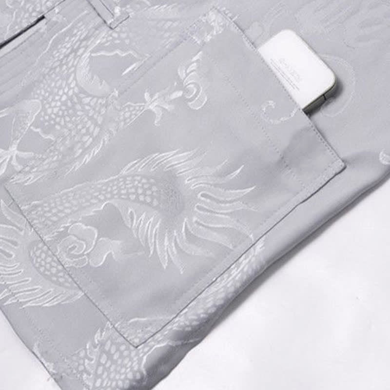 Ensemble de vêtements 2 pièces pour homme avec chemise à manches longues et pantalon et boutons en forme de Buddha Stones et de dragon - image 10