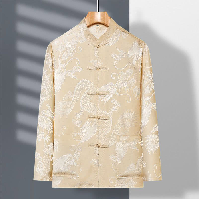 Ensemble de vêtements 2 pièces pour homme avec chemise à manches longues et pantalon et boutons en forme de Buddha Stones et de dragon - image 3