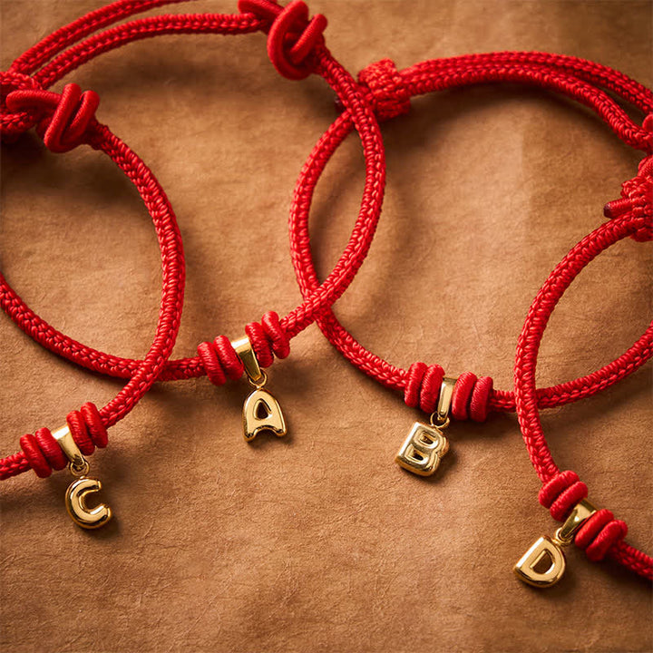 Buddha Stones Bracelet de foi en acier titane avec lettre et cordon rouge - image 0