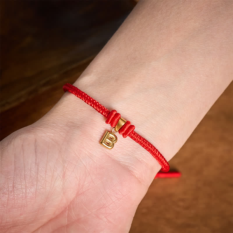 Buddha Stones Bracelet de foi en acier titane avec lettre et cordon rouge - image 14