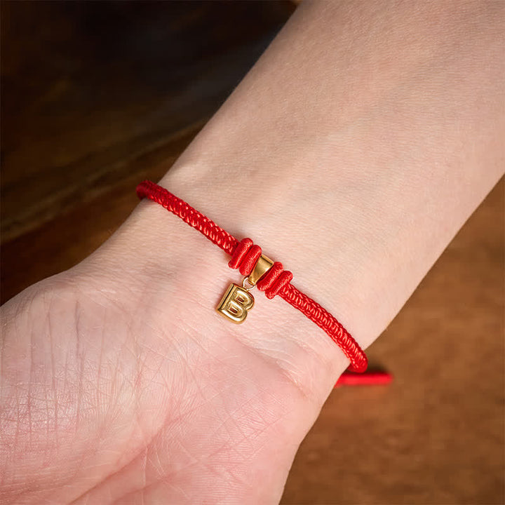 Buddha Stones Bracelet de foi en acier titane avec lettre et cordon rouge - image 14