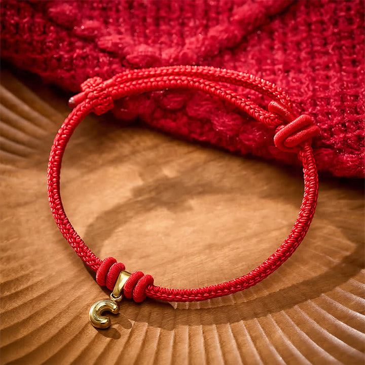 Buddha Stones Bracelet de foi en acier titane avec lettre et cordon rouge - image 17