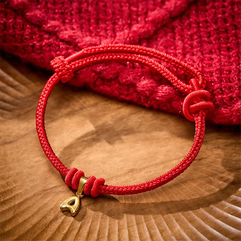 Buddha Stones Bracelet de foi en acier titane avec lettre et cordon rouge - image 2