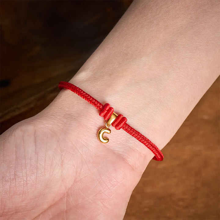 Buddha Stones Bracelet de foi en acier titane avec lettre et cordon rouge - image 19