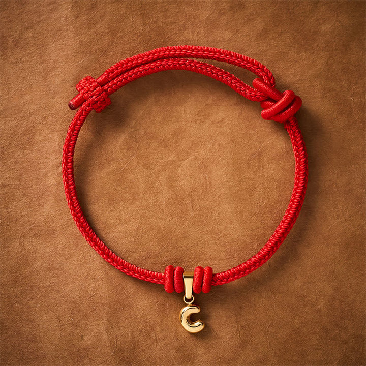 Buddha Stones Bracelet de foi en acier titane avec lettre et cordon rouge - C - 6,7–7,5 po (17–19 cm) - image 15