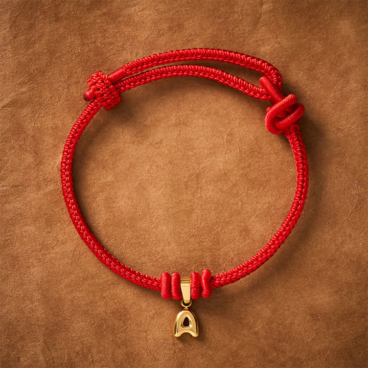 Buddha Stones Bracelet de foi en acier titane avec lettre et cordon rouge - UN - 6,7–7,5 po (17–19 cm) - image 1