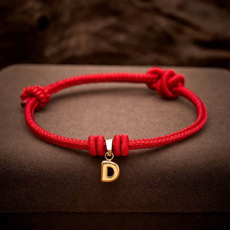 Buddha Stones Bracelet de foi en acier titane avec lettre et cordon rouge - image 23