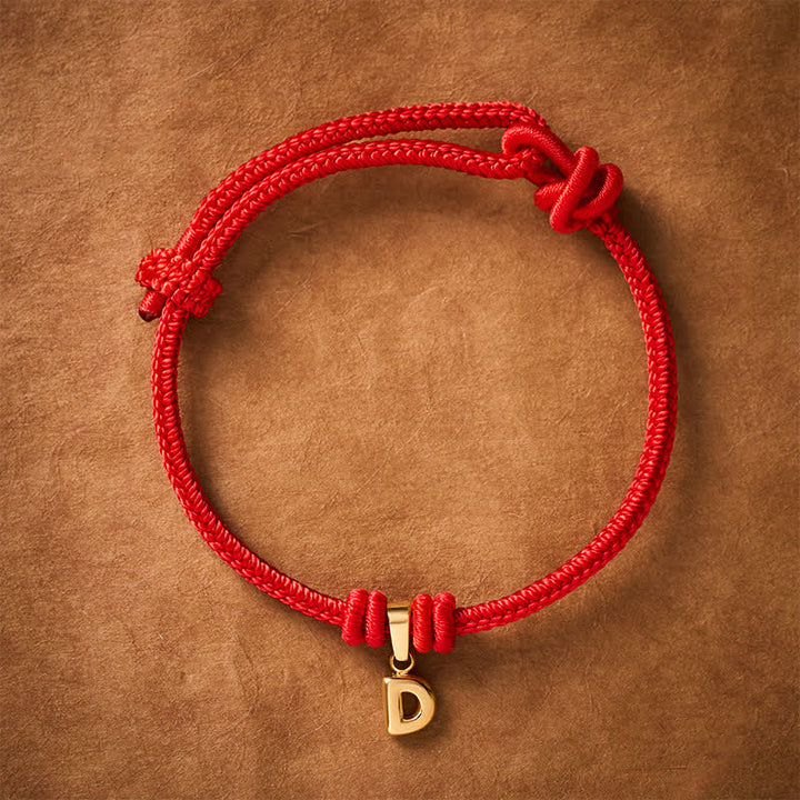 Buddha Stones Bracelet de foi en acier titane avec lettre et cordon rouge - D - 6,7–7,5 po (17–19 cm) - image 20