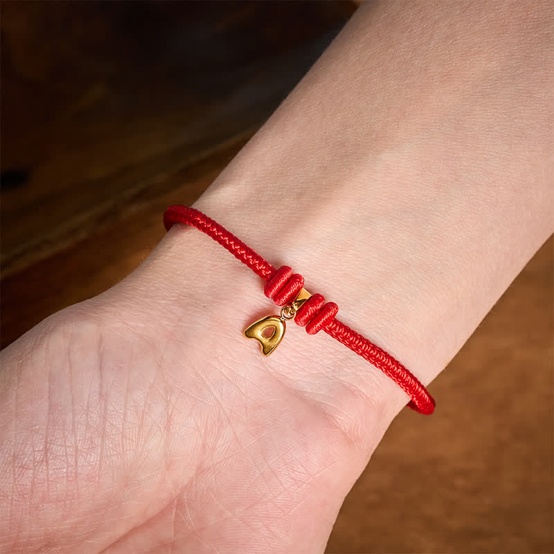 Buddha Stones Bracelet de foi en acier titane avec lettre et cordon rouge - image 9