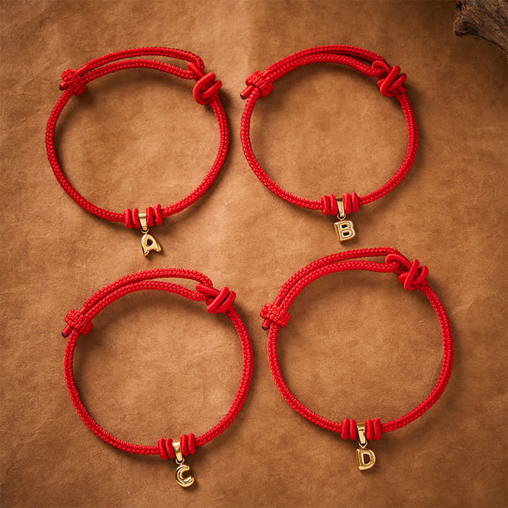 Buddha Stones Bracelet de foi en acier titane avec lettre et cordon rouge - image 25