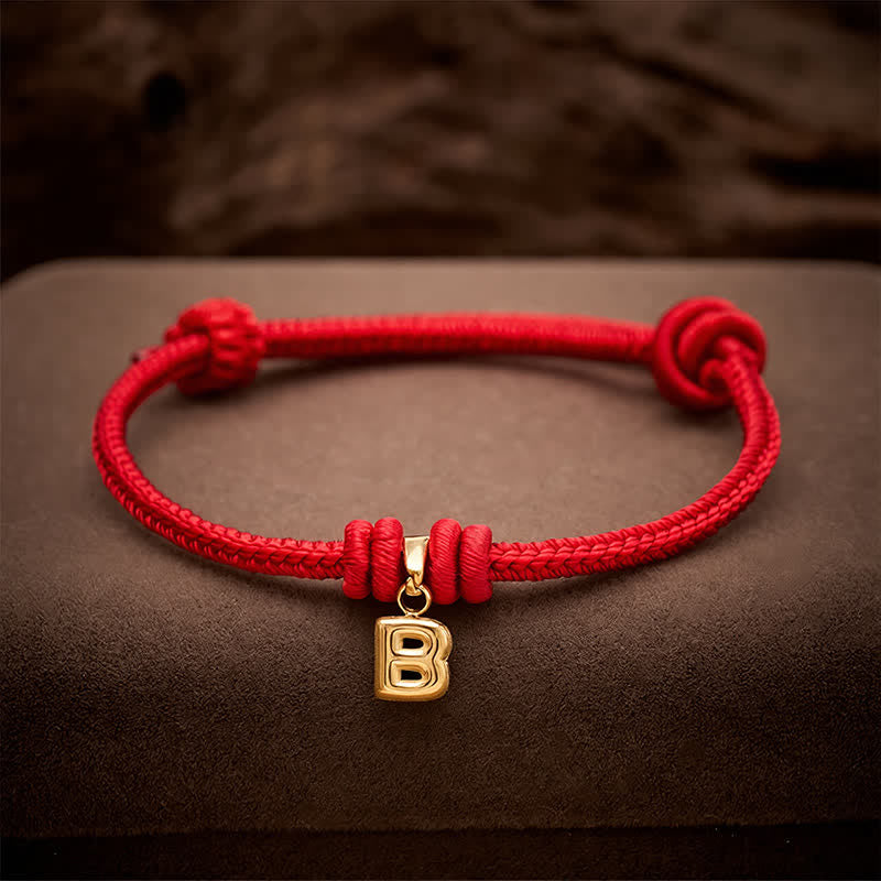Buddha Stones Bracelet de foi en acier titane avec lettre et cordon rouge - image 13