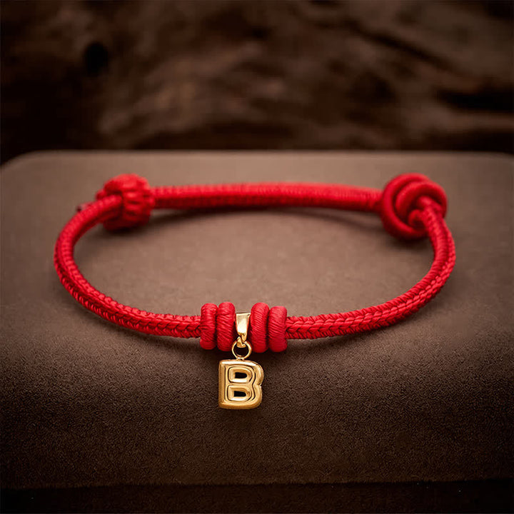Buddha Stones Bracelet de foi en acier titane avec lettre et cordon rouge - image 13